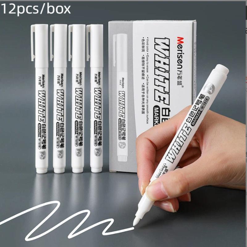 Box Art And Craft - 12 stylos marqueurs blancs permanents par