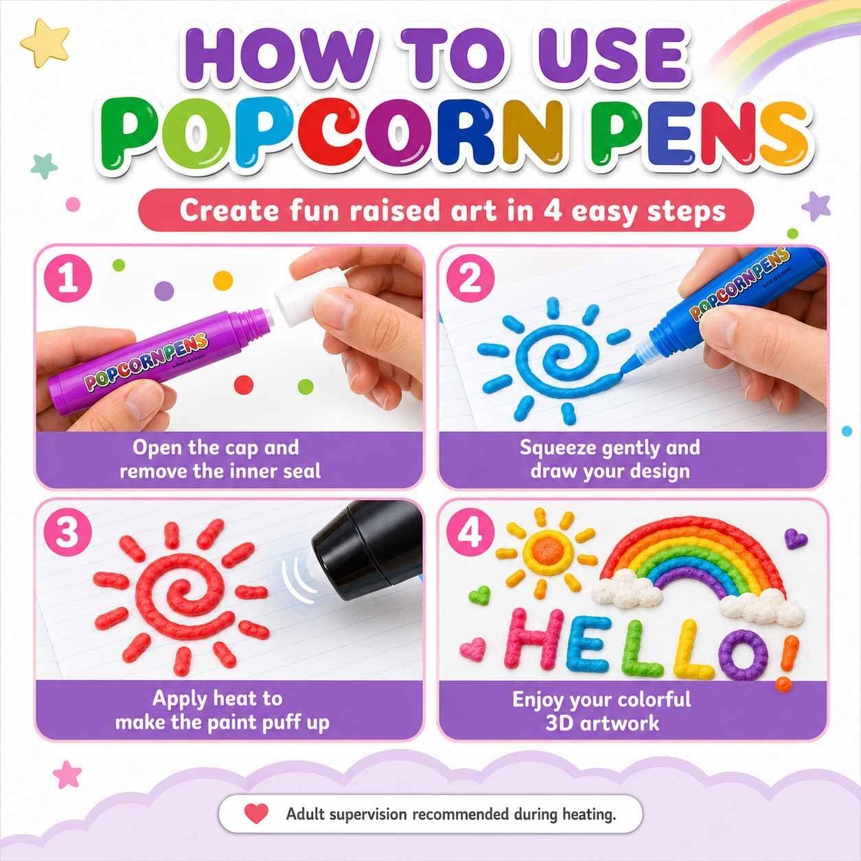 Stylos à popcorn gonflés magiq - Art Craft Notebook avis et prix